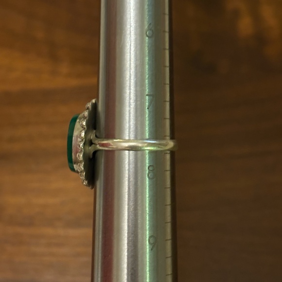 Vtg Sterling Silver Green Onyx Artisan Ring - Picture 6 of 7